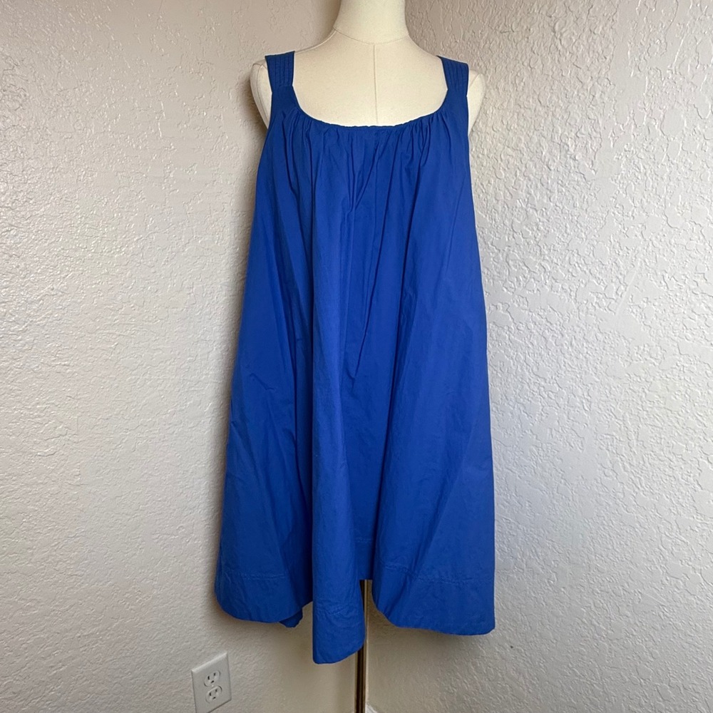 Midi Dress Maeve Anthropologie Womens XL Blue Crisscross Back Pockets Cotton